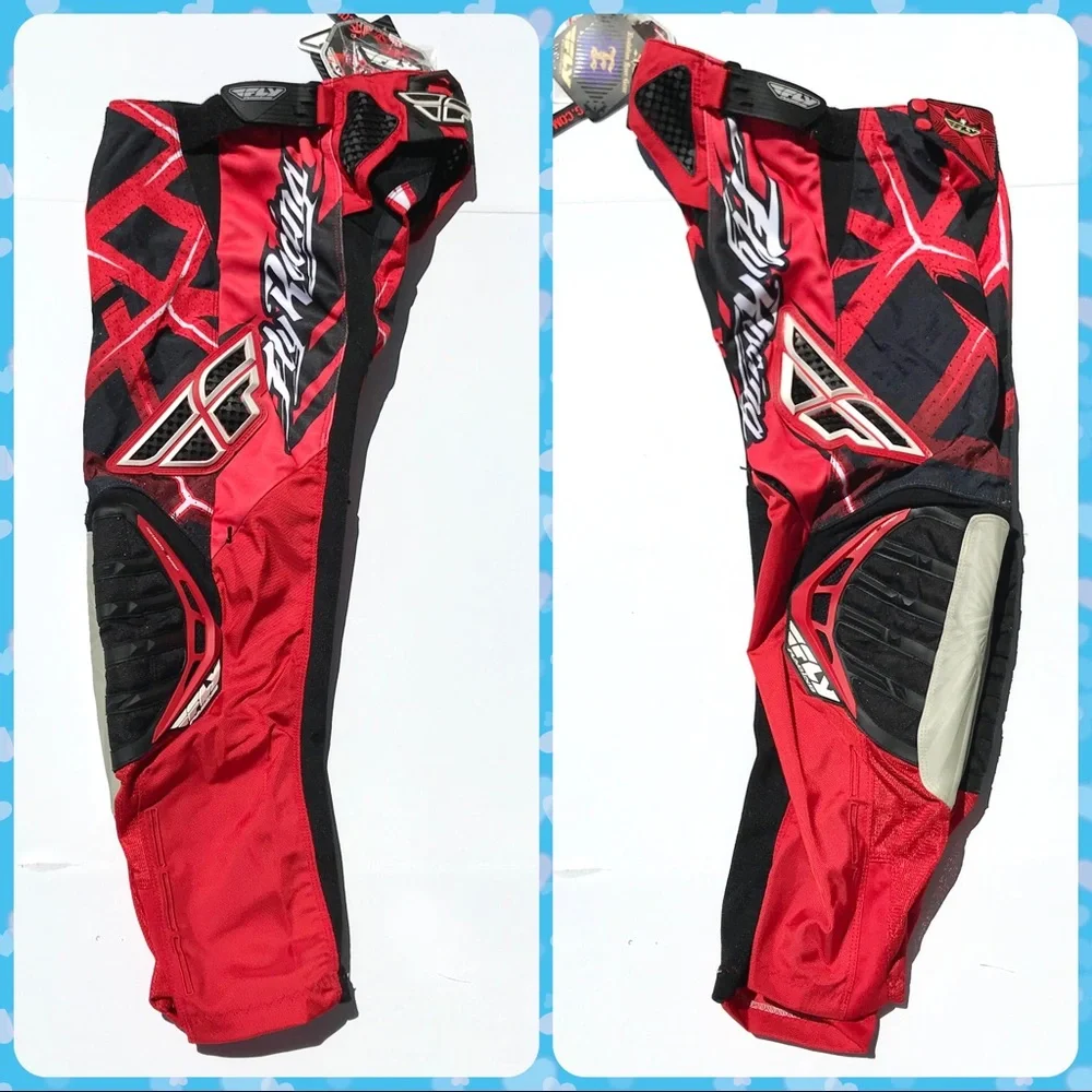 New FLY RACING Red Black Motocross Pants Motor Sports Gear Unisex Size 28 S